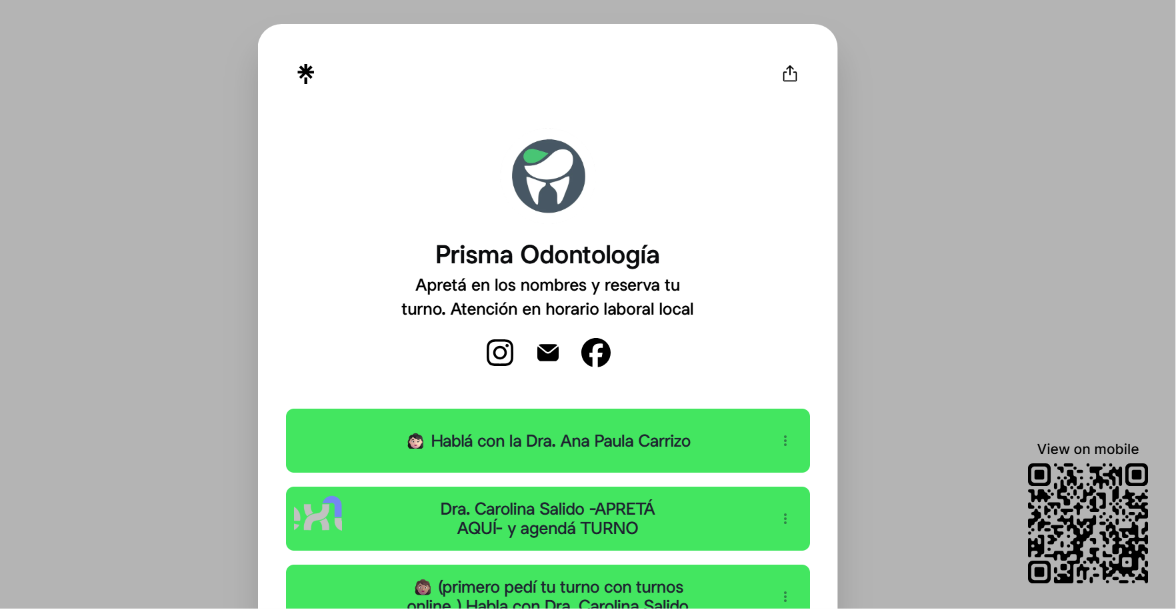 Perfil digital de Prisma Odontología
